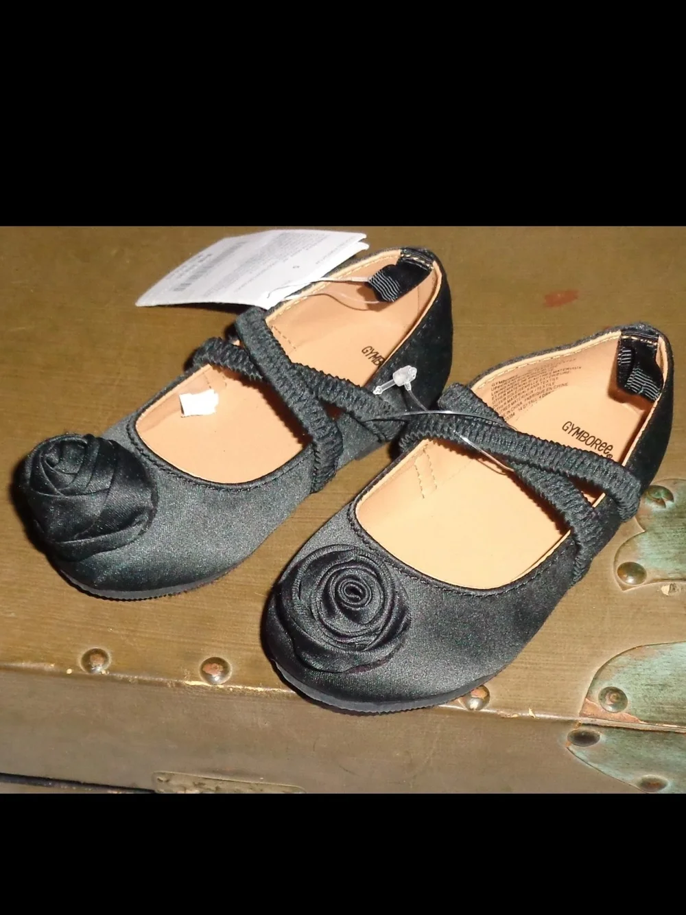 Gymboree Black Girls' Rosette Ballet Flats Size 5 Infant